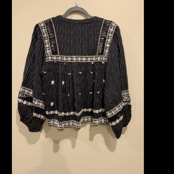 Free People All Roads Lead To You Navy Blouse - Picture 3 of 8